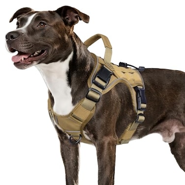 WINGOIN Tactical Dog Harness for Medium Dogs Heavy Duty No Pull Dog Harness with Handle Adjustable Reflective Military K9 Pet Vest for Pitbull Female Male Walking Training Hunting Khaki M