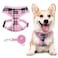 SCENEREAL Puppy Dog Harness with Leash Set for Small Medium Sized Dogs Soft Mesh Step in Pet Harnesses and Leash No Chock Plaid Adjustable No Pull Vest for Dogs Cats ChihuahuaBulldog Pink M