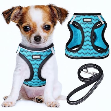 YIMEIS Dog Harness and Leash Set No Pull Soft Mesh Pet Harness Reflective Adjustable Puppy Vest for Small Medium Large Dogs Cats Blue Small Pack of 1