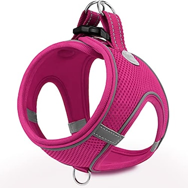 Joytale Small Dog Harness Breathable Mesh Stepin Vest Reflective Soft Padded Harnesses for Small and Medium Dogs Hot Pink M