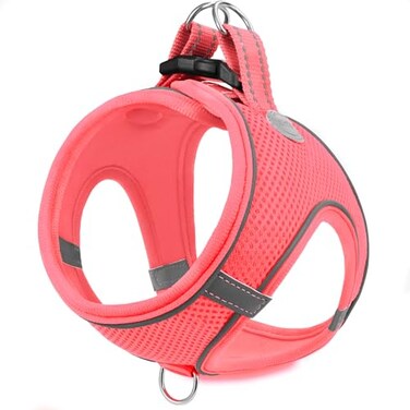 Joytale Small Dog Harness Breathable Mesh Stepin Vest Reflective Soft Padded Harnesses for Small and Medium Dogs Pink M