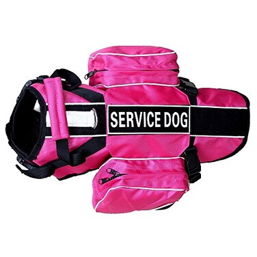 Haoyueer Service Dog Backpack Harness Vest Removable Saddle Bags with Label PatchesHot PinkM