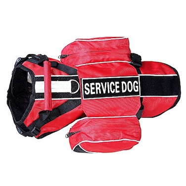 Haoyueer Service Dog Backpack Harness Vest Removable Saddle Bags with Label PatchesRedM