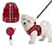 PUPTECK Soft Mesh Dog Harness and Leash Set Stepin Plaid Puppy Padded No Pull Vest Harness for XS Small Medium Sized Dogs Cats Outdoor Walking Red M