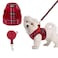 PUPTECK Soft Mesh Dog Harness and Leash Set Stepin Plaid Puppy Padded No Pull Vest Harness for XS Small Medium Sized Dogs Cats Outdoor Walking Red S