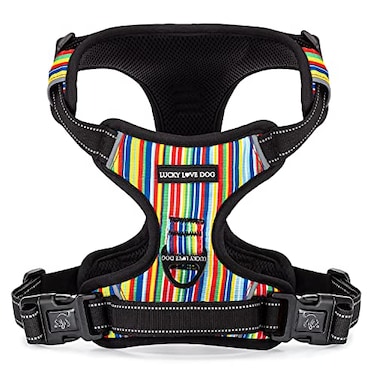 Lucky Love Dog No Pull Dog Harness Adjustable and Easy to Walk Cute Patterned Harness for Large Male Female Dogs Hippie Large