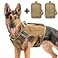 AIWAI Tactical Dog Backpack Harness for Large Breed Original Design Metal Buckle Vest with Side Bags Pouches for Service Working Training Khaki with 2 Pouches L