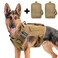 AIWAI Tactical Dog Backpack Harness for Large Breed Original Design Metal Buckle Vest with Side Bags Pouches for Service Working Training Khaki with 2 Pouches L