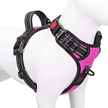 PHOEPET No Pull Dog Harnesses for Small Dogs Reflective Adjustable Front Clip Vest with Handle 2 Metal Rings 3 Buckles Easy to Put on Take OffXS Pink