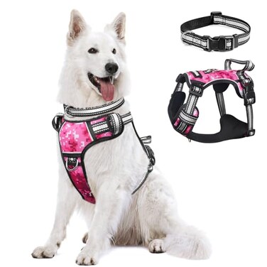 WINSEE Dog Harness No Pull Pet Harnesses with Dog Collar Adjustable Reflective Oxford Outdoor Vest FrontBack Leash Clips for Small Medium Large Extra Large Dogs Easy Control Handle for Walking