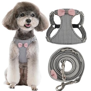Puppytie No Pull Dog Harness with Multifunction Dog LeashSoft Adjustable No Choke Escape Proof Pet Harness VestKnitted BlackWhiteXXS