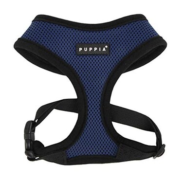 Puppia Soft Dog Harness No Choke OverTheHead Triple Layered Breathable Mesh Adjustable Chest Belt and QuickRelease Buckle Royal Blue Large