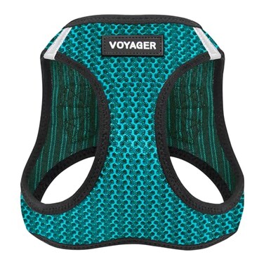 Best Pet Supplies All Weather MeshPlush Reflective No Pull Harness for Small Medium Dogs Cats Secure with Hook Loop Fastener Buckle Double DRings Turquoise 2Tone M