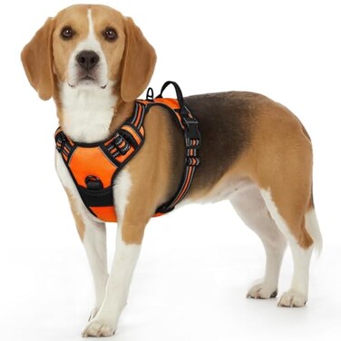 Eagloo Dog Harness Small Sized Dog No Pull Service Vest with Reflective Strips and Control Handle Adjustable and Comfortable for Walking No Choke Pet Harness with 2 Metal Rings Orange S
