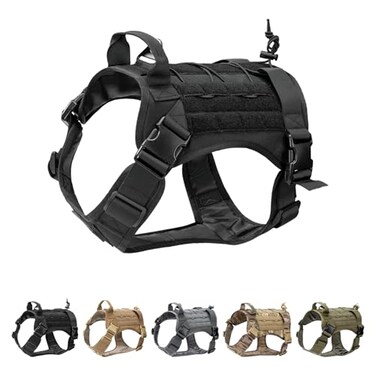 EXCELLENT ELITE SPANKER Tactical Dog Harness Military Service Dog Harness NoPull Working Dog Vest Adjustable Training Vest Patrol Harness with Handle for Small Medium Large DogsBlackM