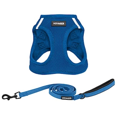 Best Pet Supplies Voyager Stepin Air All Weather Mesh Harness and Reflective Dog 5ft Leash Combo with Neoprene Handle for Small Medium and Large Breed Puppies Set Royal Blue Small