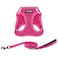 Best Pet Supplies Voyager Stepin Air All Weather Mesh Harness and Reflective Dog 5ft Leash Combo with Neoprene Handle for Small Medium and Large Breed Puppies Set Fuchsia Medium