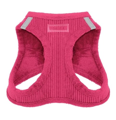 Best Pet Supplies All Weather Plush Reflective No Pull Harness for Small Medium Dogs Cats Secure with Hook Loop Fastener Buckle Double DRings Fuchsia Corduroy M