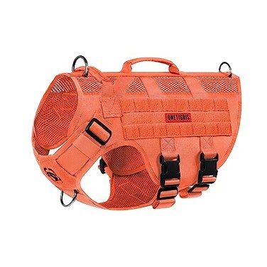 OneTigris Tactical Dog Harness No Pull for Medium Dogs Breathable Mesh Design Service Dog Vest with Handle and Molle Bags Adjustable Suit for Walking Hiking