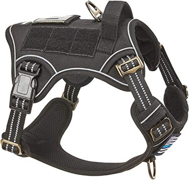 BUMBIN Tactical Dog Harness for Small Dogs No Pull Famous TIK Tok No Pull Puppy Harness Fit Smart Reflective Pet Walking Harness for Training Adjustable Dog Vest Harness with Handle Black XS