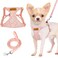 Lukovee No Pull Puppy Harness and Leash Set Adjustable Lightweight Soft Suede Pet Harness Vest with Snap Buckle 51in Leash for Small Medium Dogs PinkXXS