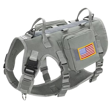 Forestpaw Dog Harness for Large DogsTactical Dog Harness with HandleNo Pull Military Service Dog Vest with Pockets Adjustable for Walking TrainingGrayChest 2740