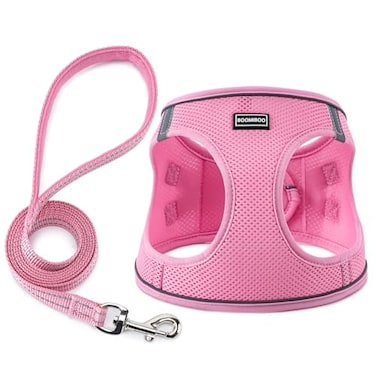 BOOMIBOO Dog Harness with Leash Set No Pull Adjustable Reflective Stepin Puppy Pet Vest Harnesses for Small Medium Large Dogs and CatsPink XXS