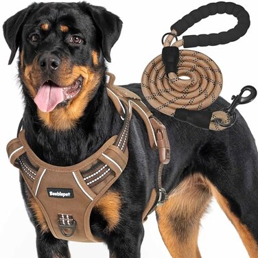Beebiepet Heavy Duty Tactical Dog Harness for Small Dogs No Pull Adjustable Pet Harness Reflective Service Training Easy Control Pet Vest Military K9 Working Dog HarnessesX Large Brown