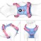 PHOEPET No Pull Dog Harness Unique Colors Reflective Adjustable Dog Vest with Soft Training Handle Metal Clips for Small Medium Large Dogs Baby Blue Base Pink StrapsS