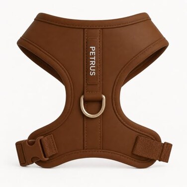 PETRUS Premium NoPull Dog Harness Soft Neoprene Breathable Mesh Vest with Front Back Clip DRings Adjustable Lightweight Walking Harness for Puppies Small Medium Dogs Bronze Brown Gold S