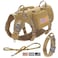 Forestpaw Tactical Dog Harness for Large DogsTactical Dog Collar with Bungee Leash SetNo Pull Military Dog Harness for Walking TrainingAdjustable for Medium DogsKhakiChest 1725