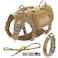 Forestpaw Tactical Dog Harness for Large DogsTactical Dog Collar with Bungee Leash SetNo Pull Military Dog Harness for Walking TrainingAdjustable for Medium DogsKhakiChest 1725