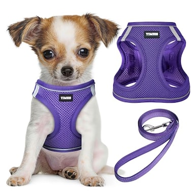 YIMEIS Dog Harness and Leash Set No Pull Soft Mesh Pet Harness Reflective Adjustable Puppy Vest for Small Medium Large Dogs Cats Purple XSmall Pack of 1