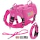 Forestpaw Pink Tactical Dog Harness for Large DogsTactical Dog Collar with Bungee Leash SetNo Pull Military Dog Harness for Walking TrainingAdjustable for Medium DogsChest 1725