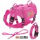 Forestpaw Pink Tactical Dog Harness for Large DogsTactical Dog Collar with Bungee Leash SetNo Pull Military Dog Harness for Walking TrainingAdjustable for Medium DogsChest 1725