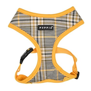 Puppia Lucas Dog Harness A OverTheHead Fashionable Checkered Pattern Spring Summer Harness for Small and Medium Dogs Yellow Medium