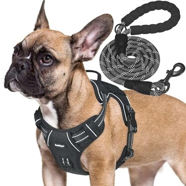 Beebiepet Heavy Duty Tactical Dog Harness for Small Dogs No Pull Adjustable Pet Harness Reflective Service Training Easy Control Pet Vest Military K9 Working Dog Harnesses Medium Black