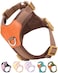 SOLMOONY Brown Medium Dog Harness for Medium Dogs No Pull Dog Harness with 2 Leash Clips Puppy HarnessDog Vest Harnes Brown M