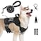 Yungaspy No Pull Tactical Dog Harness for Small Dogs Escape Proof Molle Dog Vest Harness and Leash Set Adjustable Military Service Dog Harness with Handle for Medium Large DogsBlack M