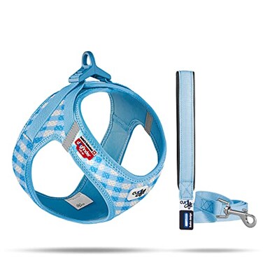 Curli Vest Harness curli Clasp AirMesh SkyBlueCaro 2XS Leash M
