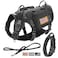 Forestpaw Tactical Dog Harness for Large DogsTactical Dog Collar with Bungee Leash SetNo Pull Military Dog Harness for Walking TrainingAdjustable for Medium DogsBlackChest 1725