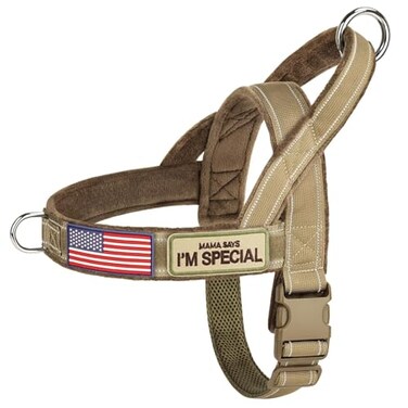 Forestpaw No Pull Dog Harness with Large HandleSlip on Reflective Vest with Quick Release BuckleComfortable Flannel Lining for Medium Large Dogs Walking Training Includes 3 PatchesBrown M