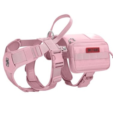 OneTigris Service Dog Vest Harness Service Dog Cape Guardian Dog Backpack Harness with Pouches Dog Saddle Bag for Small Medium and Large Dogs Pink M