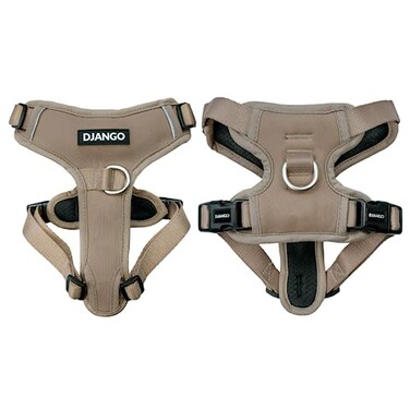 DJANGO Tahoe No Pull Dog Harness EscapeProof Dog Harness for Small Medium with Front Back Clips for Everyday Use Adjustable Padded Reflective Secure Fit Easy OnOff Sandy Beige Medium
