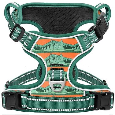 Timos No Pull Dog HarnessNo Choke Front Clip Dog Reflective HarnessAdjustable Soft Padded Pet Vest with Easy Control Handle for Medium DogsWildernessM