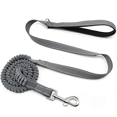 YUCFOREN 57FT Reflective Bungee Dog Leash No Pull for Shock Absorption Nylon Elastic Walking Leash for Small Medium DogsCats Grey