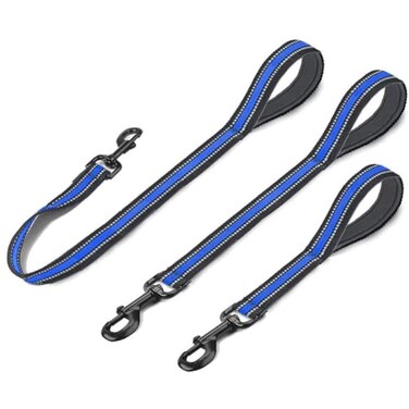 Cymiler Short Dog Leash3 Sizes Nylon Short Traffic Leash with Padded HandleDog Short Training Leash with Highly Reflective Threads for Small Medium Large Dogs WideBluenew