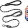 Roam Gear 6 Foot Dog Leash Two Extra Padded Handles Locking Carabiner Clip Reflective for Night Visibility Weatherproof Heavy Duty Rope Leash Black