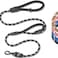 Roam Gear 6 Foot Dog Leash Two Extra Padded Handles Locking Carabiner Clip Reflective for Night Visibility Weatherproof Heavy Duty Rope Leash Black