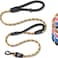 Roam Gear 6 Foot Dog Leash Two Extra Padded Handles Locking Carabiner Clip Reflective for Night Visibility Weatherproof Heavy Duty Rope Leash Brown